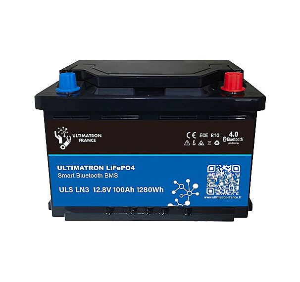 Batterie lithium LiFePO4 100Ah Ultimatron dimensions 279 x 175 x 189 mm